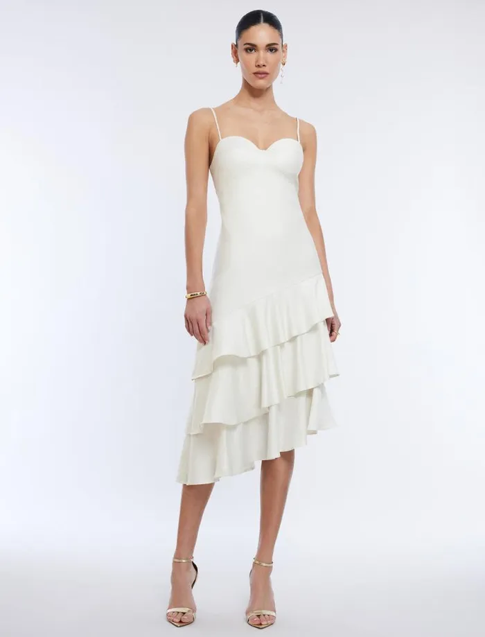 Women Esme Asymmetrical Ruffle Dress Gardenia BCBG Dresses