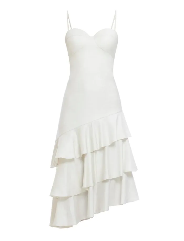 Women Esme Asymmetrical Ruffle Dress Gardenia BCBG Dresses