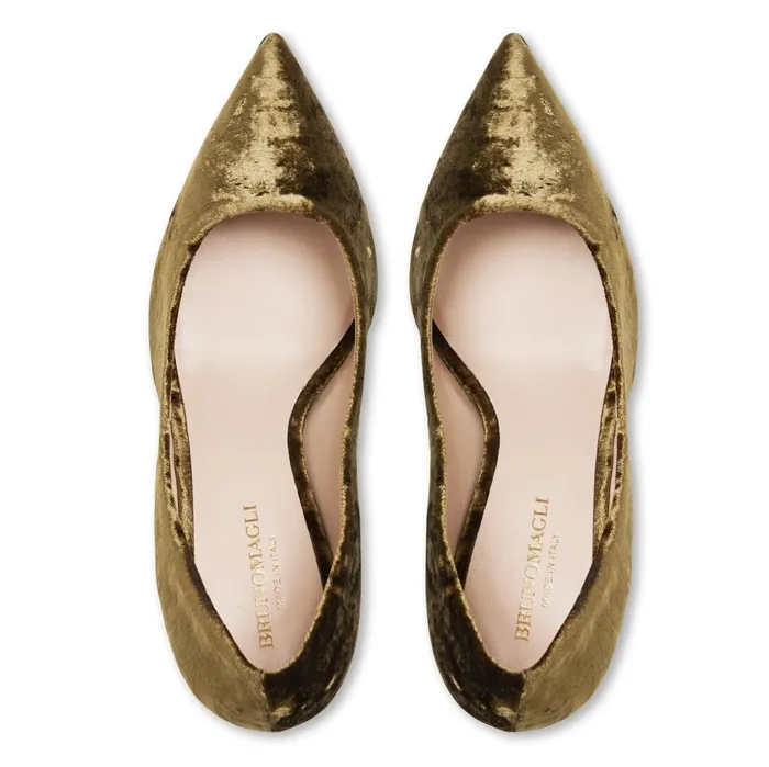 Women Evening Bruno Magli Telma Pointed Toe Pump Olive Velvet