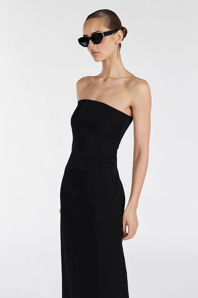 Women Event Dresses DISSH OPAL BLACK STRAPLESS MIDI DRESS