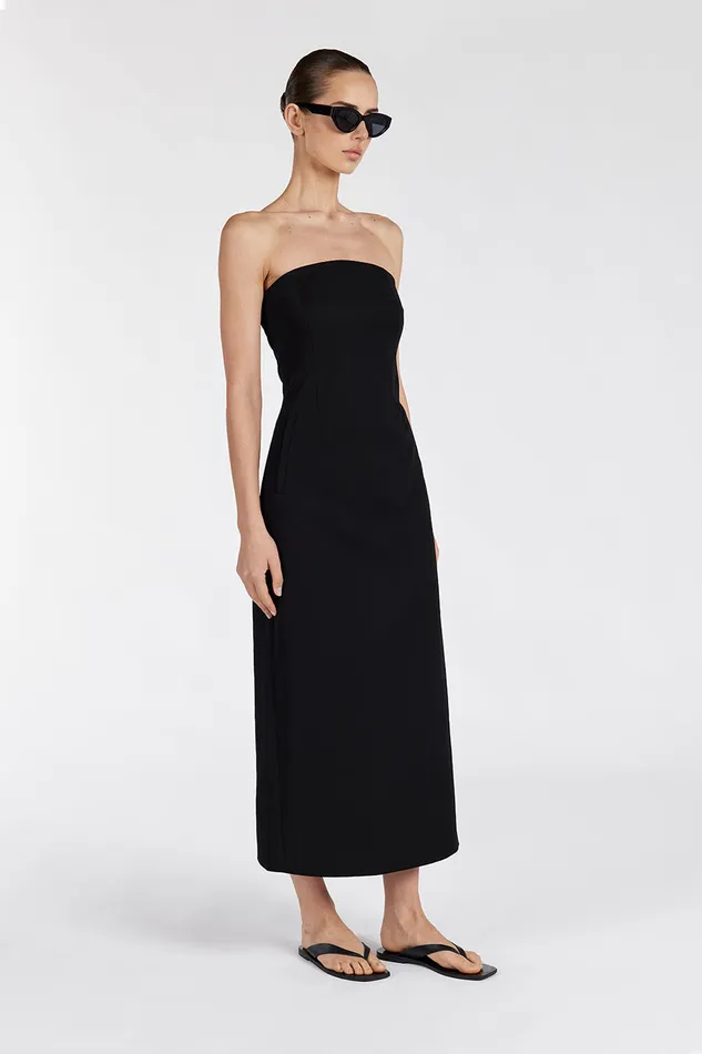 Women Event Dresses DISSH OPAL BLACK STRAPLESS MIDI DRESS