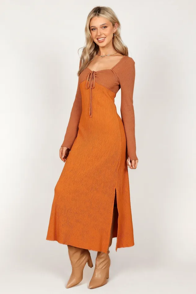 Women Event Dresses Petal and Pup Lirique Long Sleeve Maxi Dress TanOrange