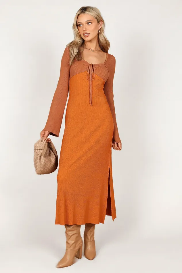 Women Event Dresses Petal and Pup Lirique Long Sleeve Maxi Dress TanOrange