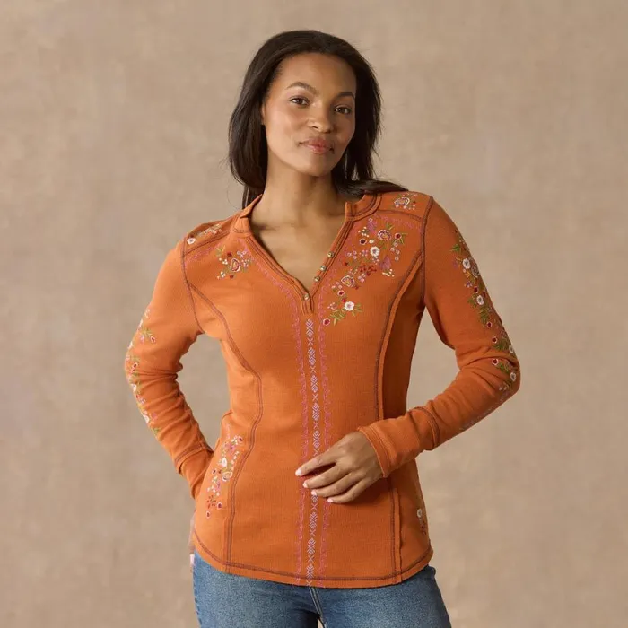 Women Fayette Floral Henley Heather Gray Sundance Catalog Tops Women Fayette Floral Henley Heather Gray Sundance Catalog Tops