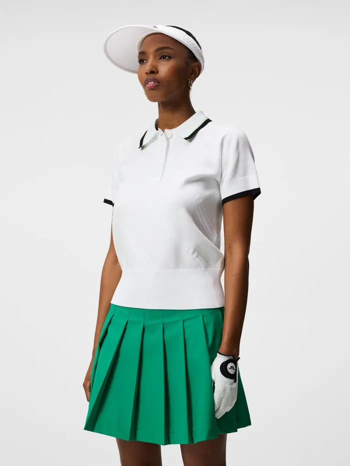 Women Feline Knitted Shirt White JLindeberg Polo Shirts