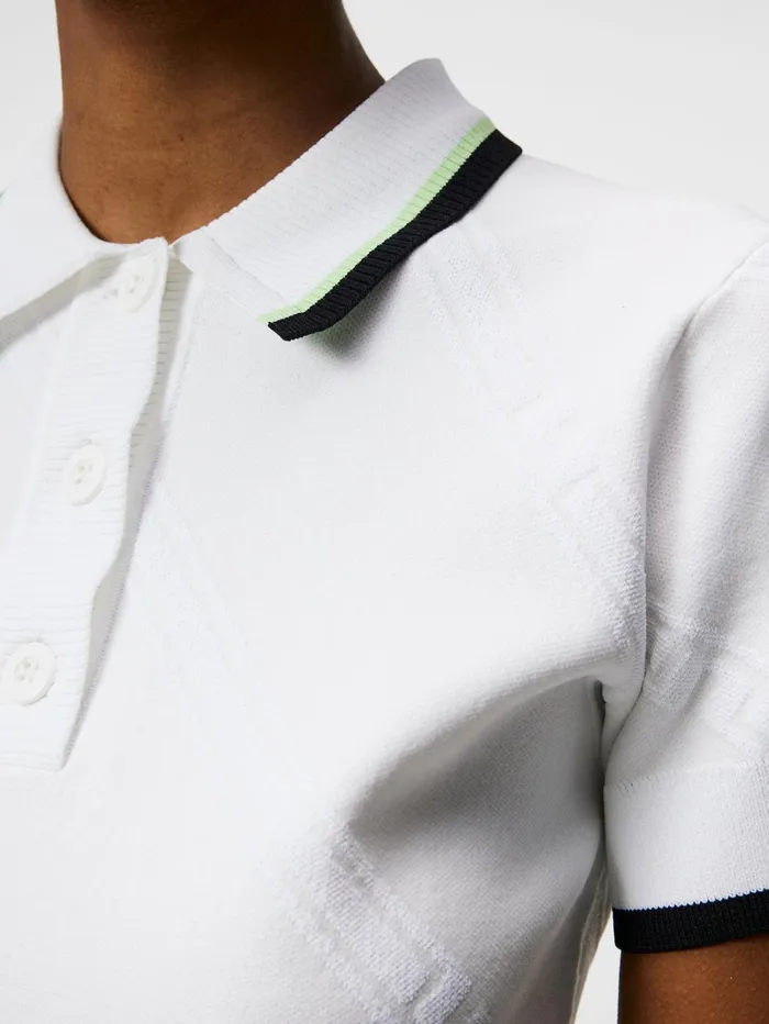 Women Feline Knitted Shirt White JLindeberg Polo Shirts Women Feline Knitted Shirt White JLindeberg Polo Shirts