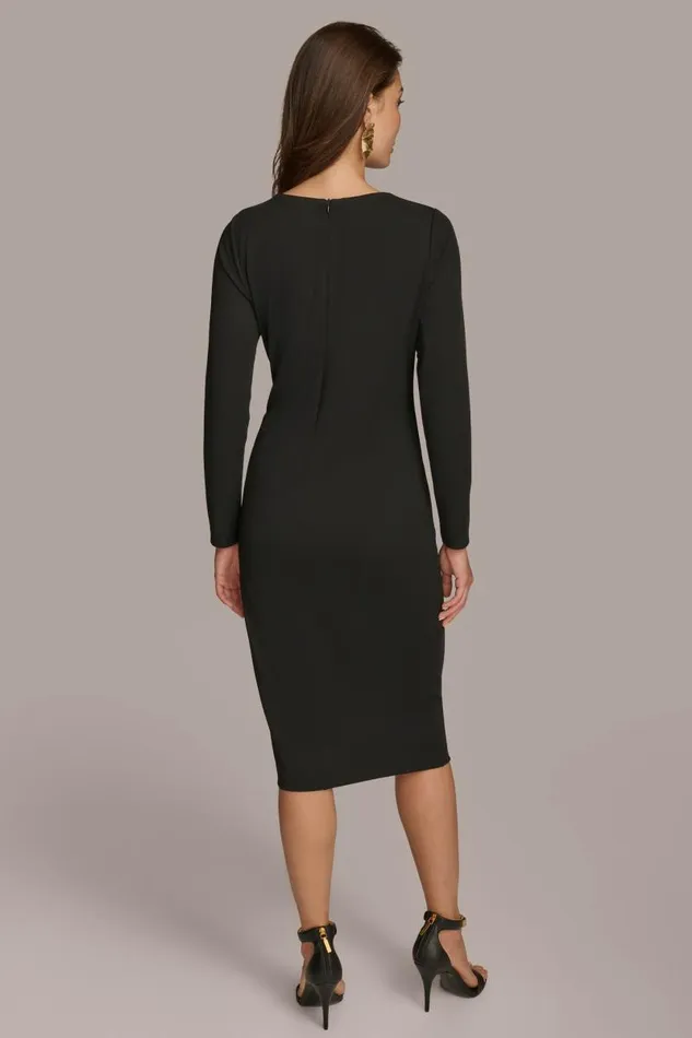 Women FITTED MIDI DRESS WITH BRUSHED HARDWARE DETAIL Black Donna Karan New York Dresses And Jumpsuits Women FITTED MIDI DRESS WITH BRUSHED HARDWARE DETAIL Black Donna Karan New York Dresses And Jumpsuits