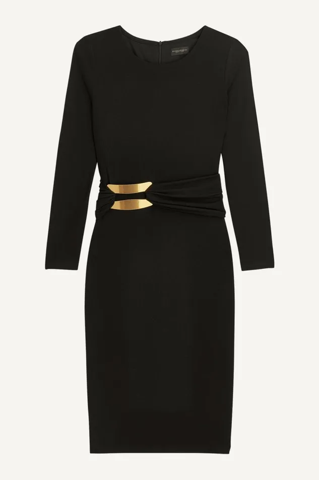 Women FITTED MIDI DRESS WITH BRUSHED HARDWARE DETAIL Black Donna Karan New York Dresses And Jumpsuits Women FITTED MIDI DRESS WITH BRUSHED HARDWARE DETAIL Black Donna Karan New York Dresses And Jumpsuits