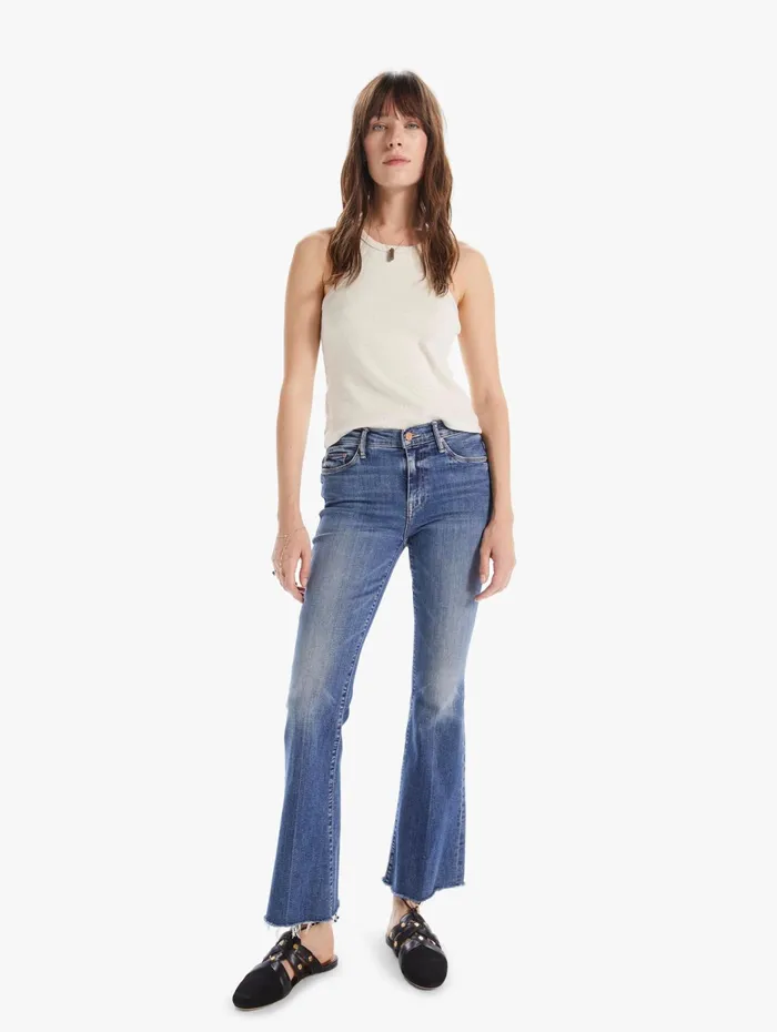 Women Flare Mother Denim The Weekender Fray Medium Blue