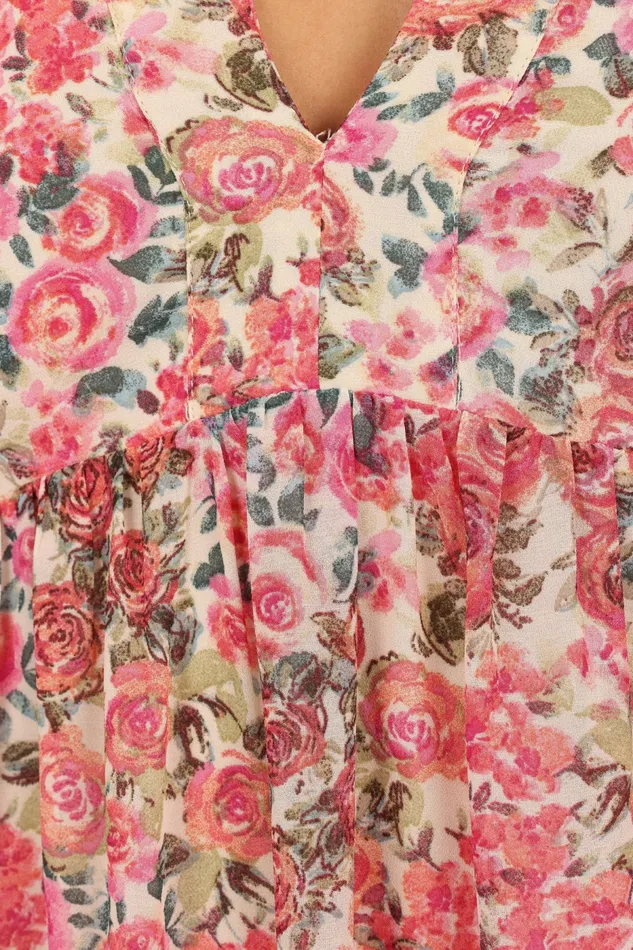 Women Floral Dresses Petal and Pup Reese Long Sleeve Mini Dress Pink Floral