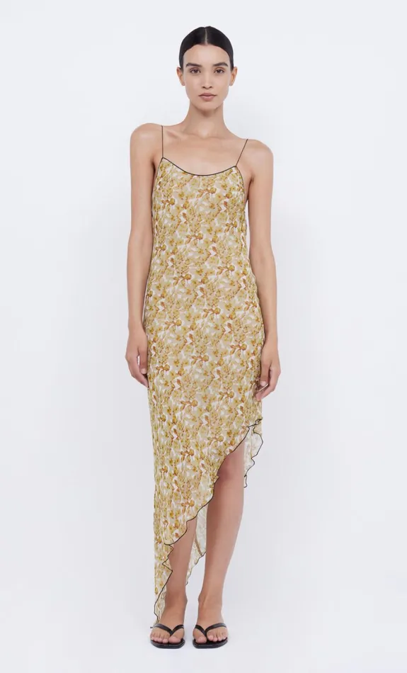 Women FLORENTINE ASYM MIDI DRESS 8211 GOLDEN BLURRED FLORAL Bec Bridge Midi Dresses