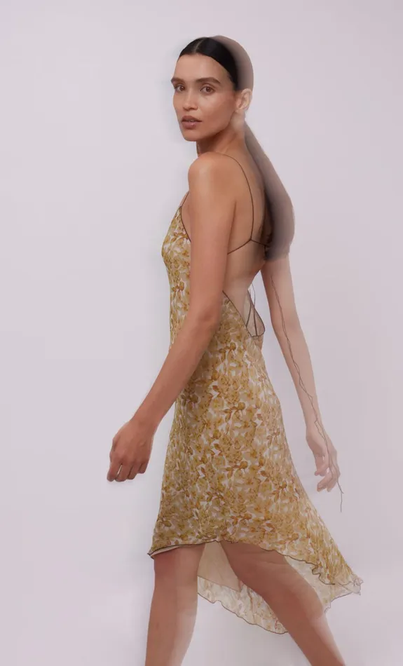 Women FLORENTINE ASYM MIDI DRESS 8211 GOLDEN BLURRED FLORAL Bec Bridge Midi Dresses