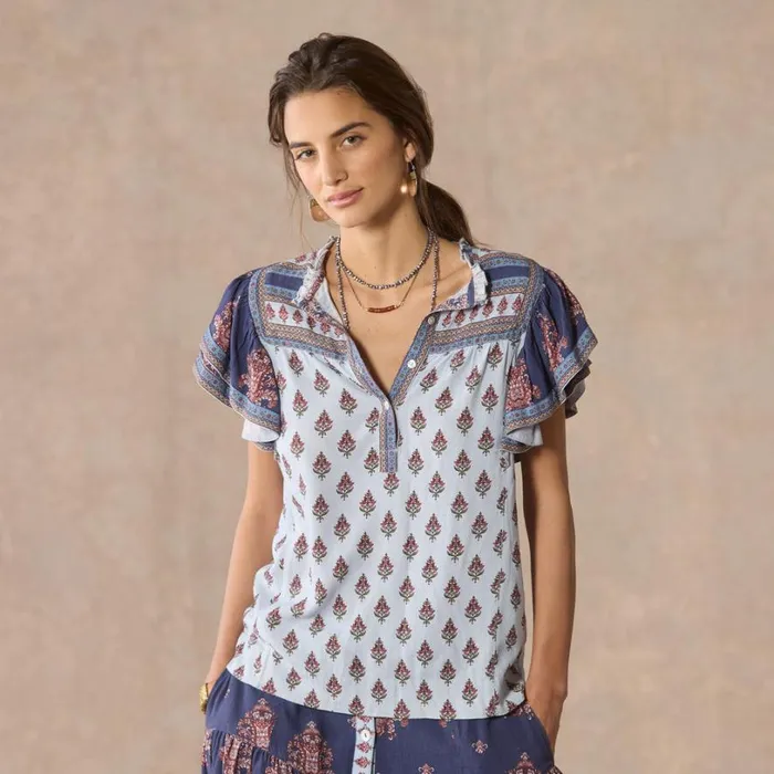 Women Folklore Ruffle Shirt Navy Sundance Catalog Tops Women Folklore Ruffle Shirt Navy Sundance Catalog Tops