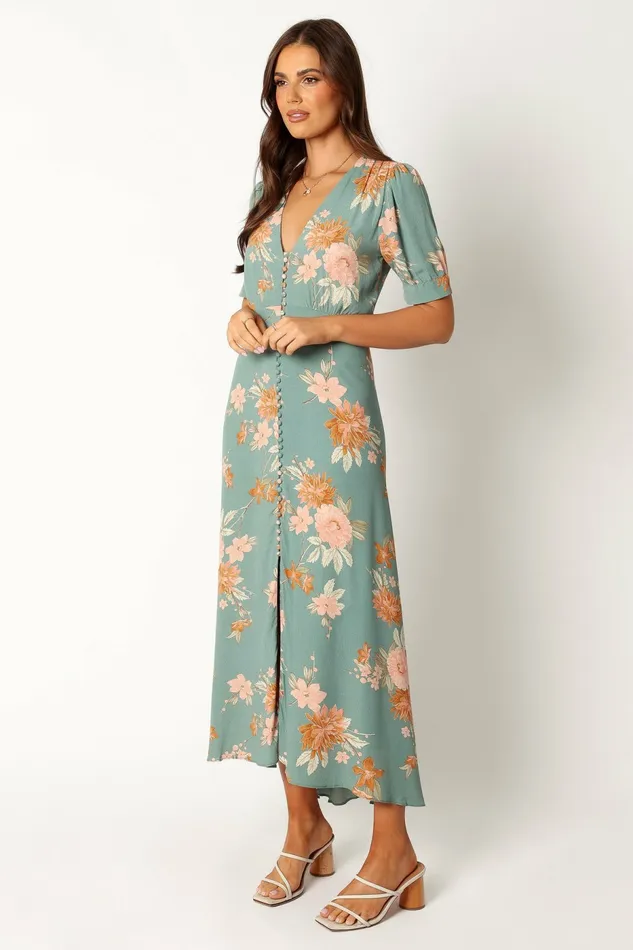Women Frampton Midi Dress Blue Floral Event Dresses Petal and Pup