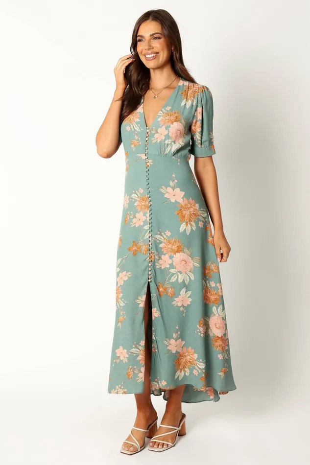 Women Frampton Midi Dress Blue Floral Event Dresses Petal and Pup