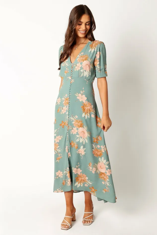Women Frampton Midi Dress Blue Floral Event Dresses Petal and Pup