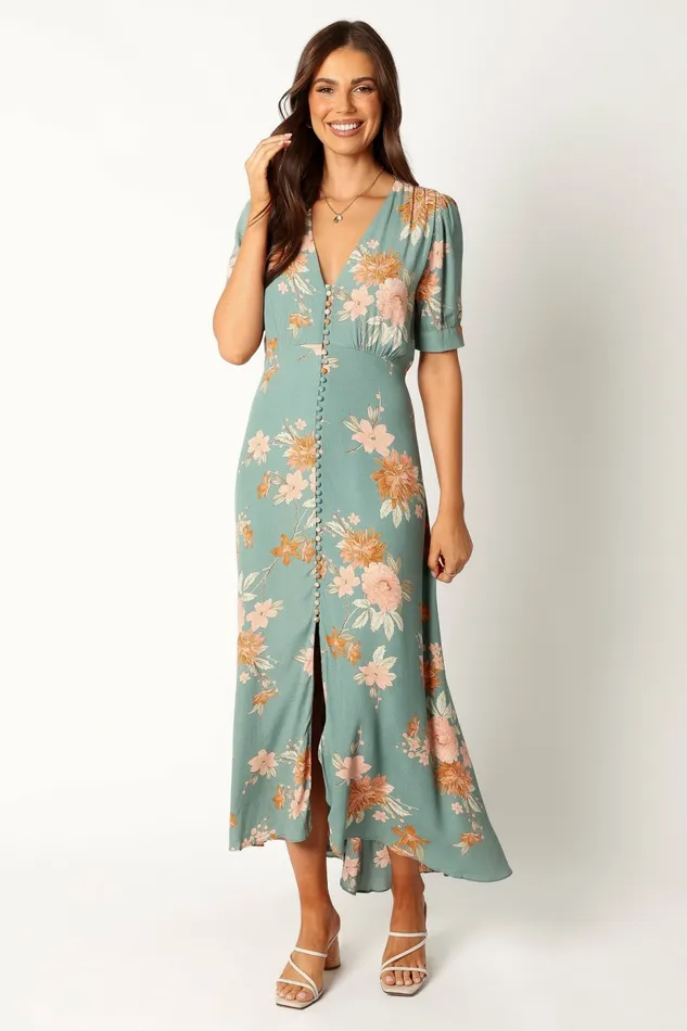 Women Frampton Midi Dress Blue Floral Event Dresses Petal and Pup