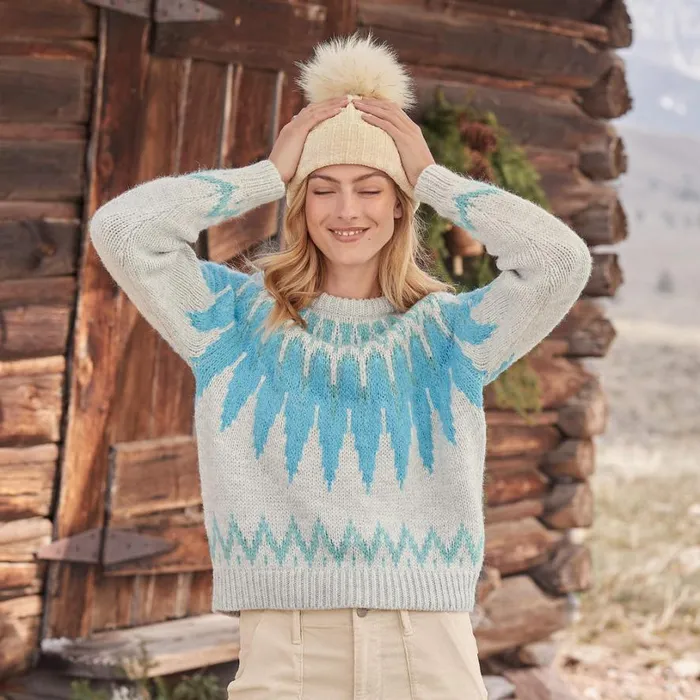 Women Freeski Fairisle Sweater Camelpink Sundance Catalog Sweaters