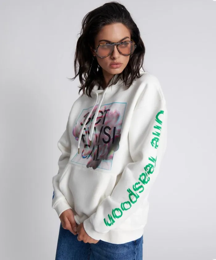 Women GET PHYSICAL OVERSIZED HOODY WHITE One Teaspoon Hoodies And Sweats Women GET PHYSICAL OVERSIZED HOODY WHITE One Teaspoon Hoodies And Sweats