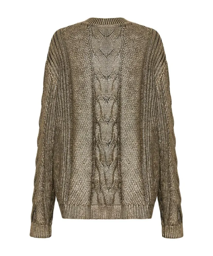 Women GOLD FOIL CABLE SPINE SWEATER One Teaspoon Knitwear