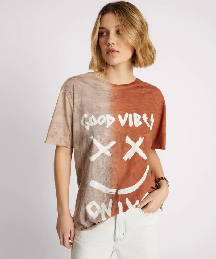 Women GOOD VIBES ONLY OVERSIZED HAND DYED TEE One Teaspoon Tees and Tanks Women GOOD VIBES ONLY OVERSIZED HAND DYED TEE One Teaspoon Tees and Tanks