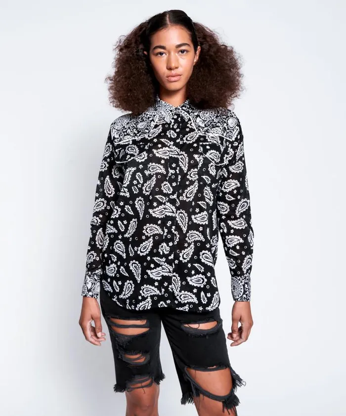 Women HAND BATIK PAISLEY WESTERN SHIRT One Teaspoon Shirts
