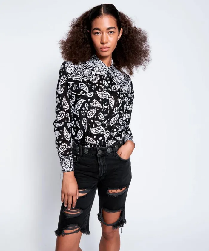 Women HAND BATIK PAISLEY WESTERN SHIRT One Teaspoon Shirts