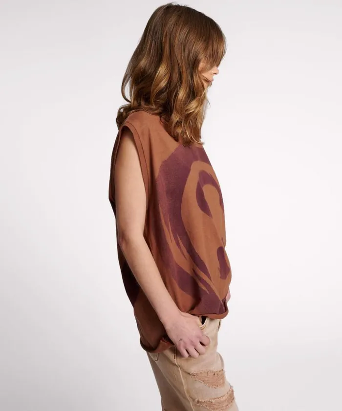 Women HAND SPRAYED SMILEY OVERSIZED TANK One Teaspoon Tops Women HAND SPRAYED SMILEY OVERSIZED TANK One Teaspoon Tops