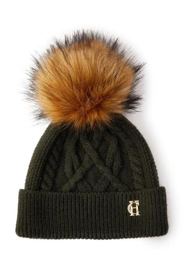 Women Hats and Headbands Holland Cooper Cortina Bobble Hat Fern Green