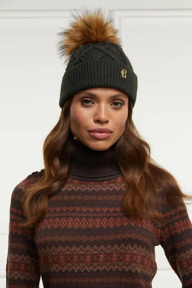 Women Hats and Headbands Holland Cooper Cortina Bobble Hat Fern Green