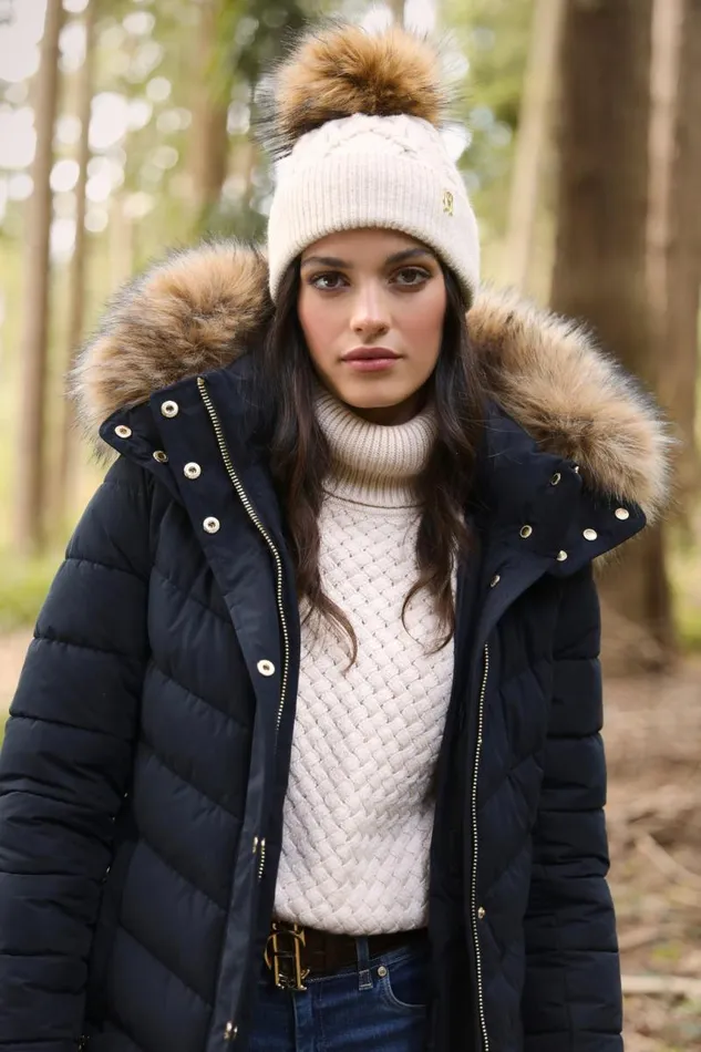 Women Hats and Headbands Holland Cooper Cortina Bobble Hat Oatmeal Women Hats and Headbands Holland Cooper Cortina Bobble Hat Oatmeal
