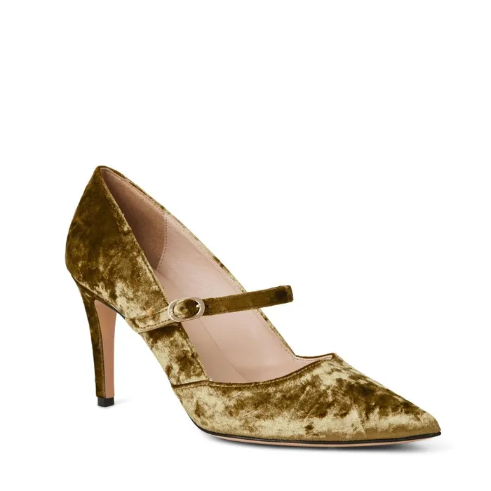 Women Heels Bruno Magli Gemma Mary Jane Pump 8211 Olive Velvet