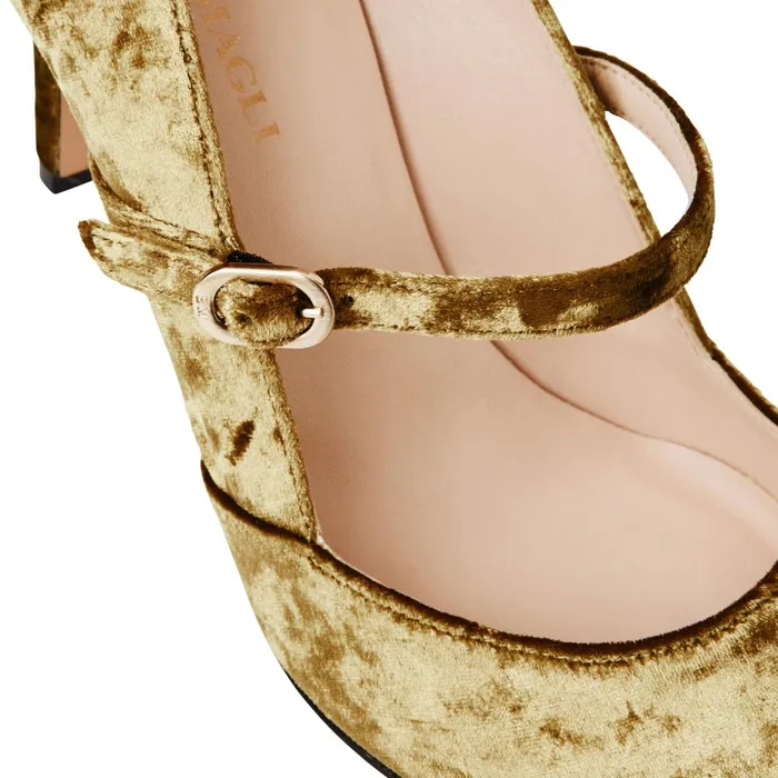 Women Heels Bruno Magli Gemma Mary Jane Pump 8211 Olive Velvet