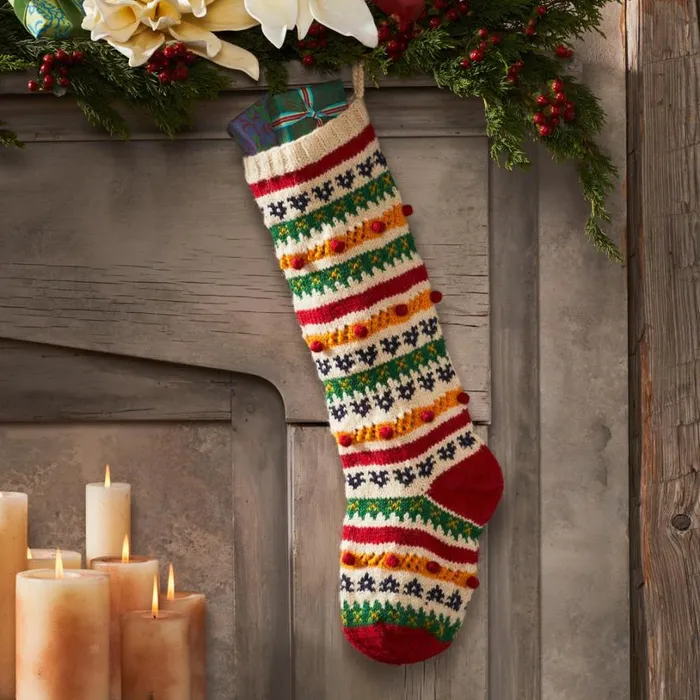 Women Heirloom Cheery Stripes Stocking Sundance Catalog Decor