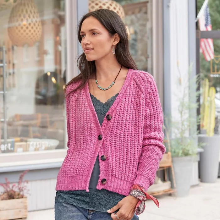 Women Henrietta Cardigan Soft Pink Sundance Catalog Sweaters