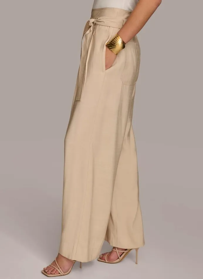 Women HIGH WAIST WIDE LEG Sand Donna Karan New York Pants Women HIGH WAIST WIDE LEG Sand Donna Karan New York Pants