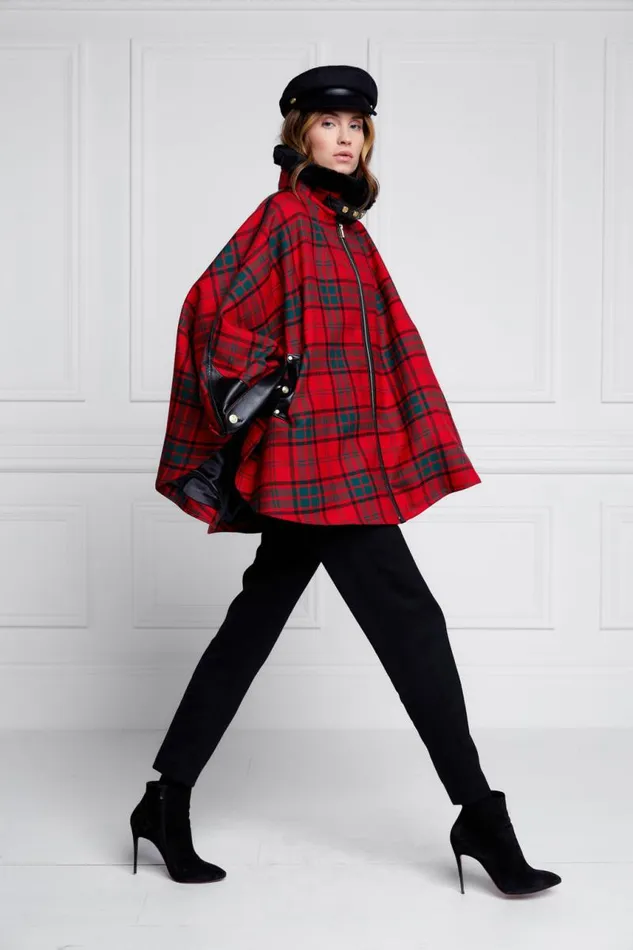 Women In Stock Tailoring Holland Cooper Chiltern Cape Red Tartan