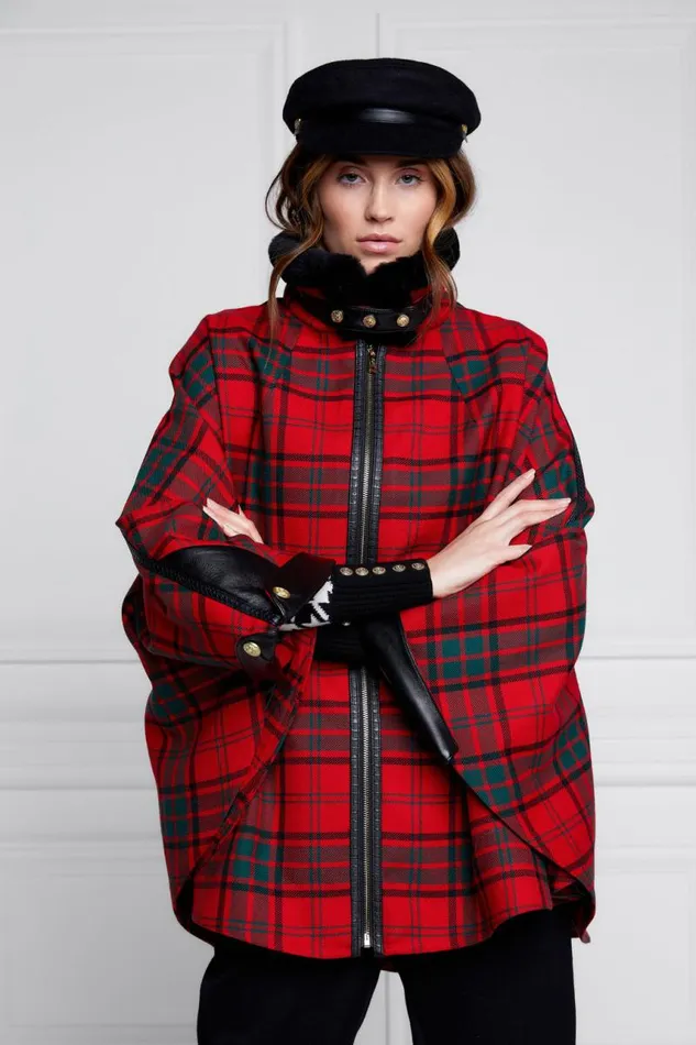 Women In Stock Tailoring Holland Cooper Chiltern Cape Red Tartan