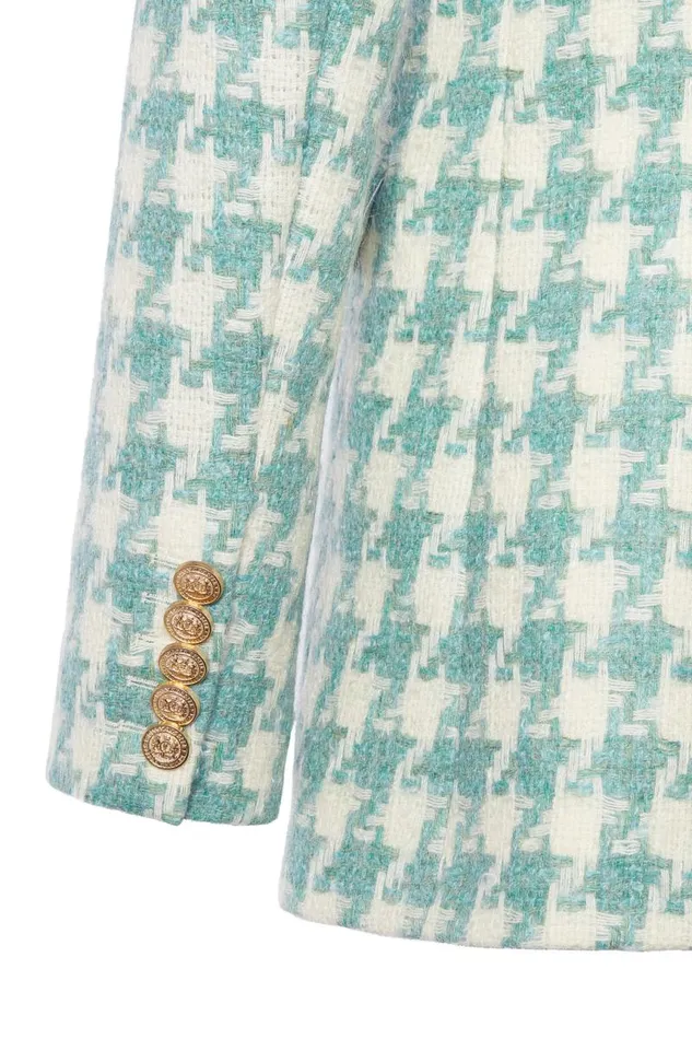 Women In Stock Tailoring Holland Cooper Double Breasted Blazer Large Scale Teal Houndstooth
