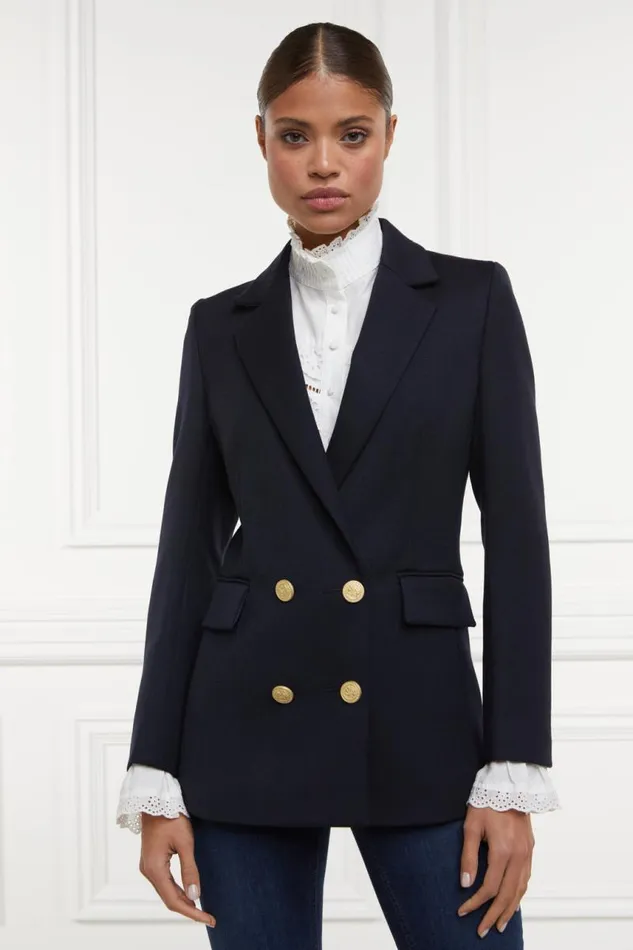 Women In Stock Tailoring Holland Cooper Double Breasted Blazer Navy Twill