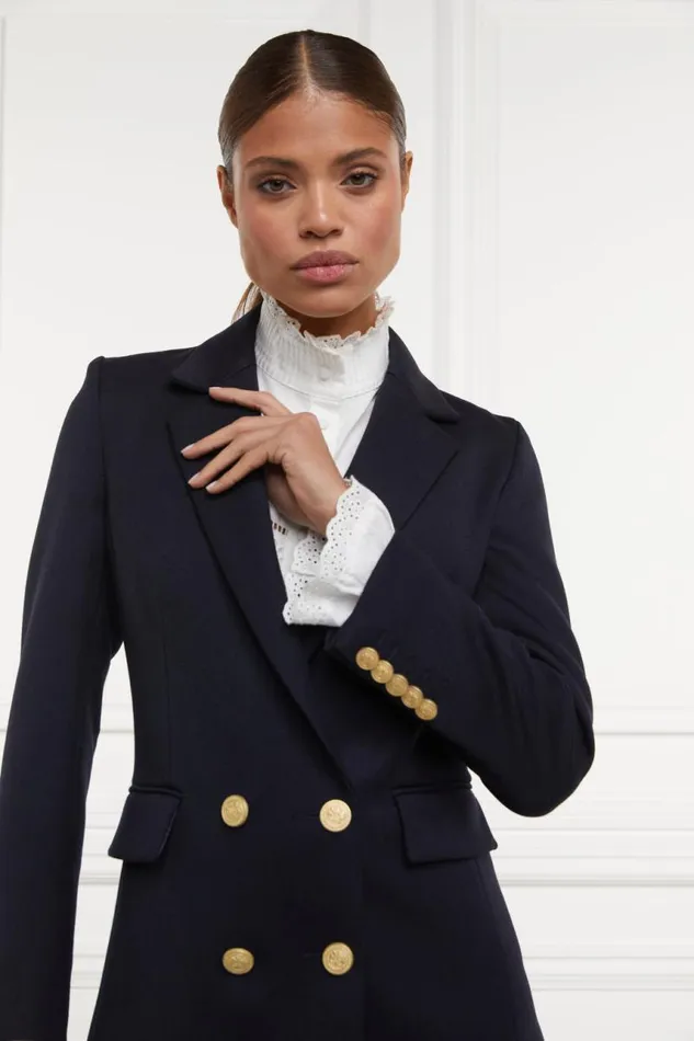 Women In Stock Tailoring Holland Cooper Double Breasted Blazer Navy Twill