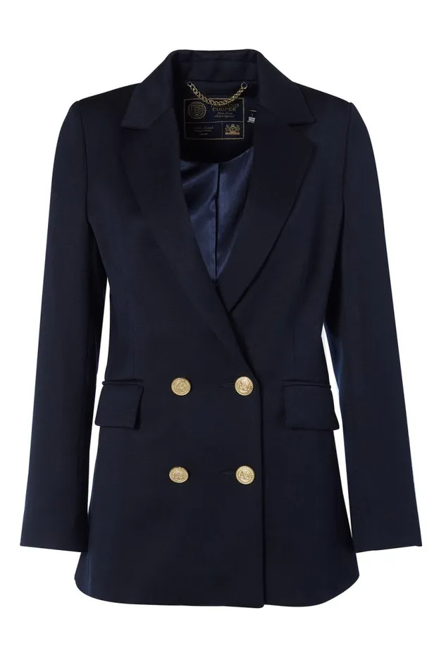 Women In Stock Tailoring Holland Cooper Double Breasted Blazer Navy Twill