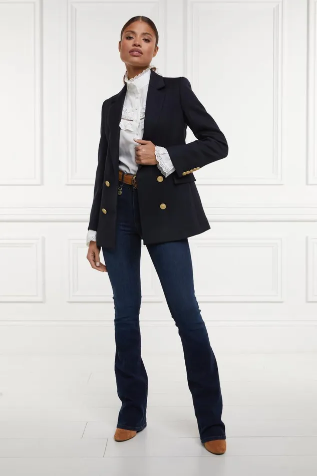 Women In Stock Tailoring Holland Cooper Double Breasted Blazer Navy Twill