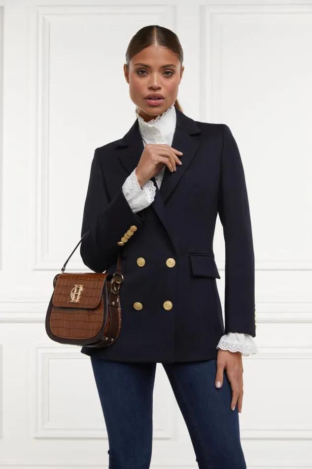 Women In Stock Tailoring Holland Cooper Double Breasted Blazer Navy Twill