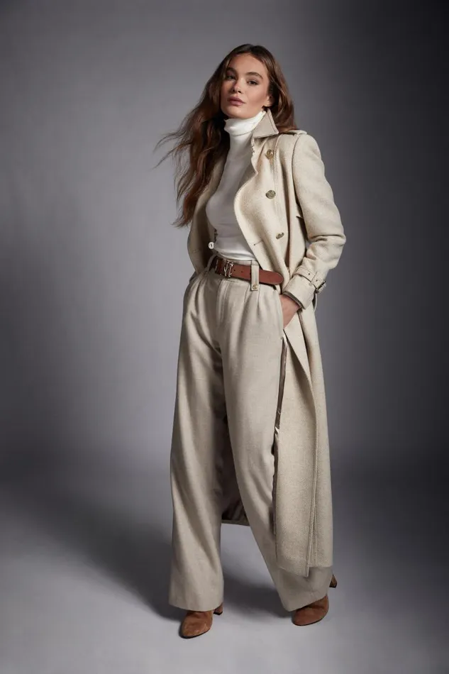 Women In Stock Tailoring Holland Cooper Full Length Marlborough Trench Coat Biscuit