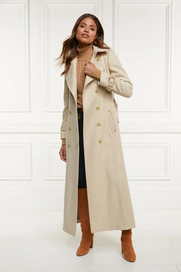 Women In Stock Tailoring Holland Cooper Full Length Marlborough Trench Coat Biscuit