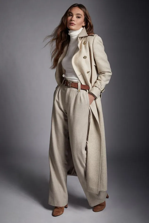 Women In Stock Tailoring Holland Cooper Full Length Marlborough Trench Coat Biscuit