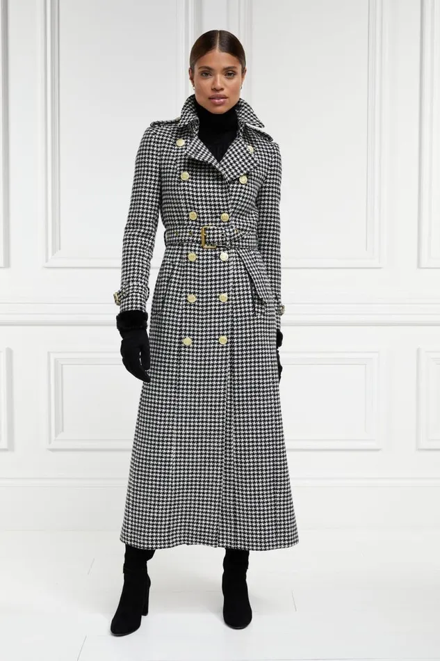 Women In Stock Tailoring Holland Cooper Full Length Marlborough Trench Coat Houndstooth