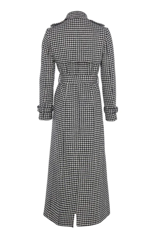 Women In Stock Tailoring Holland Cooper Full Length Marlborough Trench Coat Houndstooth