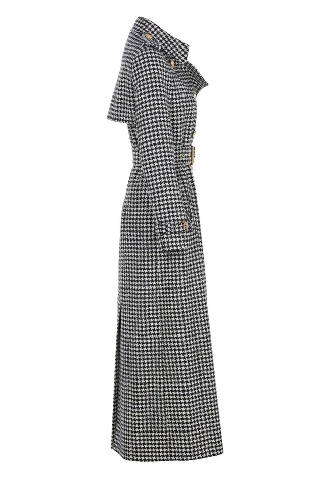 Women In Stock Tailoring Holland Cooper Full Length Marlborough Trench Coat Houndstooth